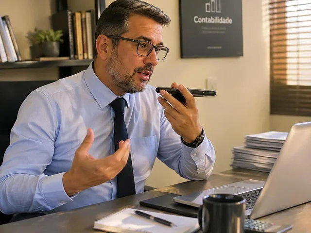 Contador gravando uma ideia no celular
